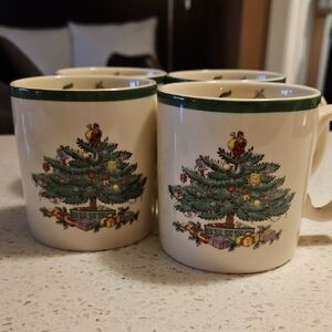 Spode Christmas Tree with Santa Topper Mugs, Set of 4